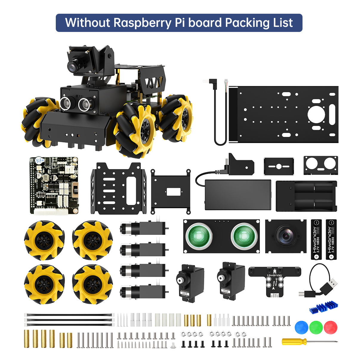 Hiwonder TurboPi Raspberry Pi Omnidirectional Mecanum Wheels Robot Car Kit with Camera, Open Source, Python for Beginners